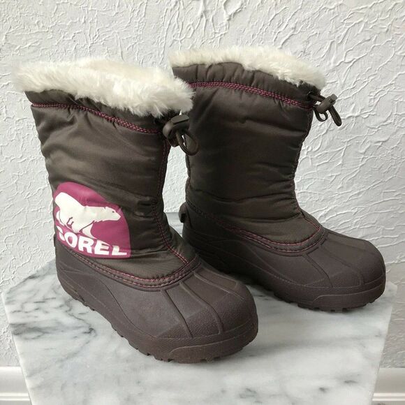 Sorel Youth KIds Snow Commander Mudd & Very Pink Boots - Picture 1 of 12